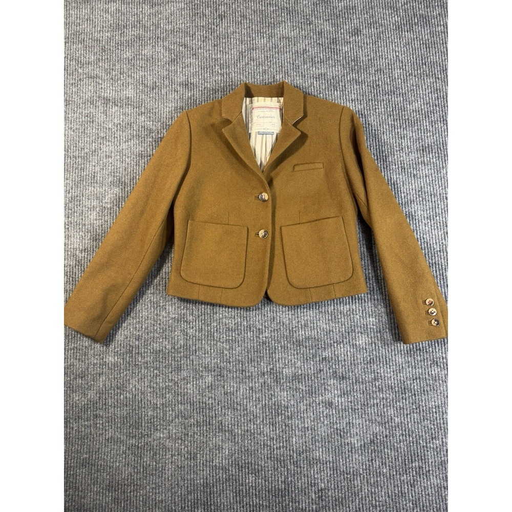 Anthropology Cartonnier Blazer  Women's Brown Lined Collared Pockets Button Sz 2